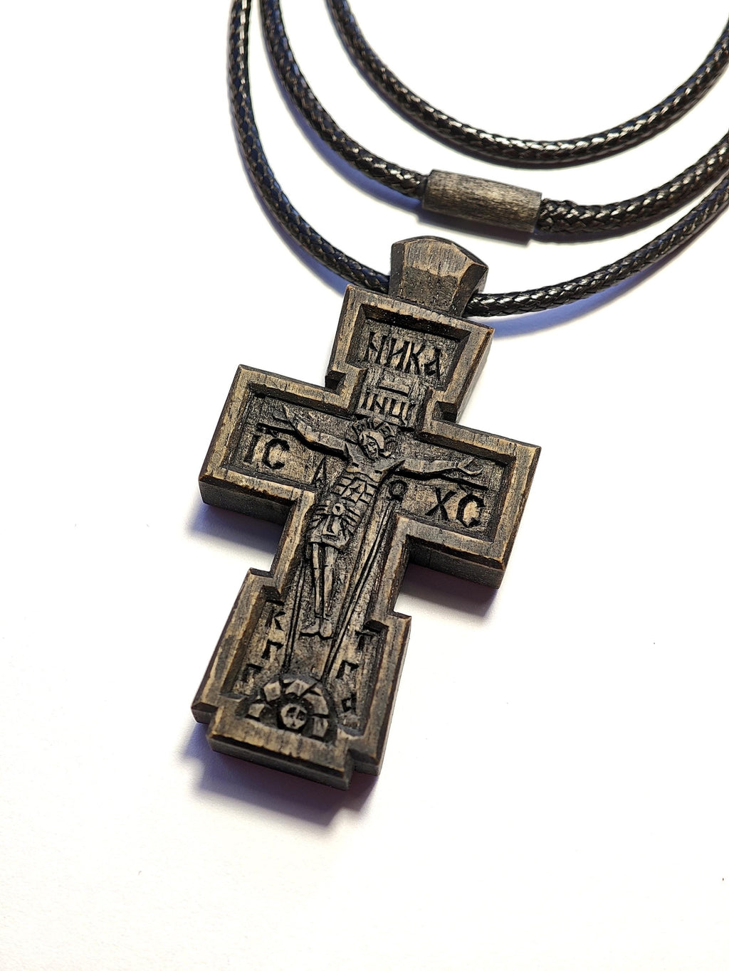 Handmade Walnut Wood Cross, Waxed Pendant, Religious Gift