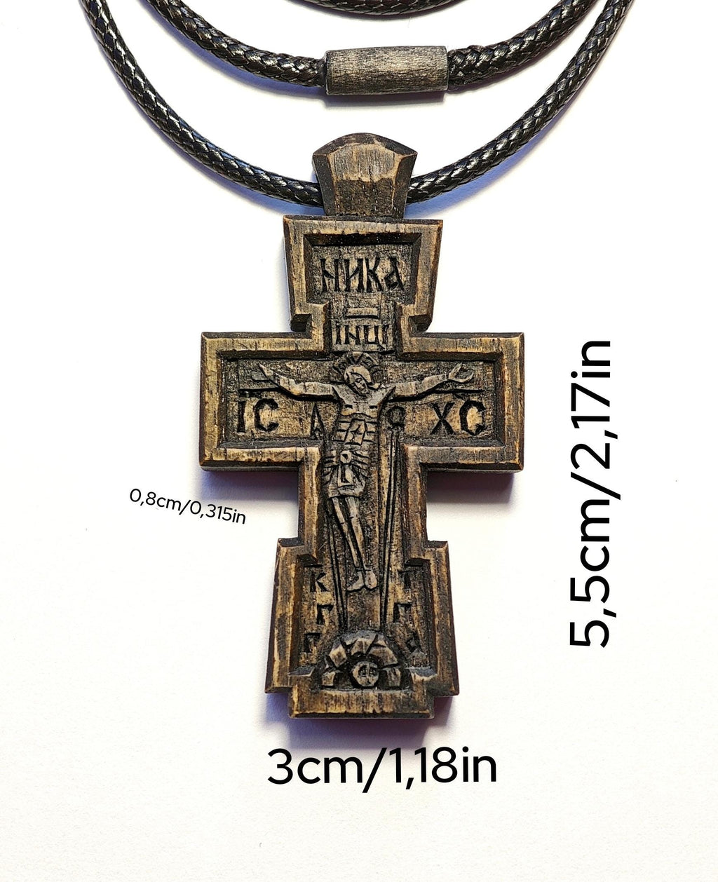 Handmade Walnut Wood Cross, Waxed Pendant, Religious Gift