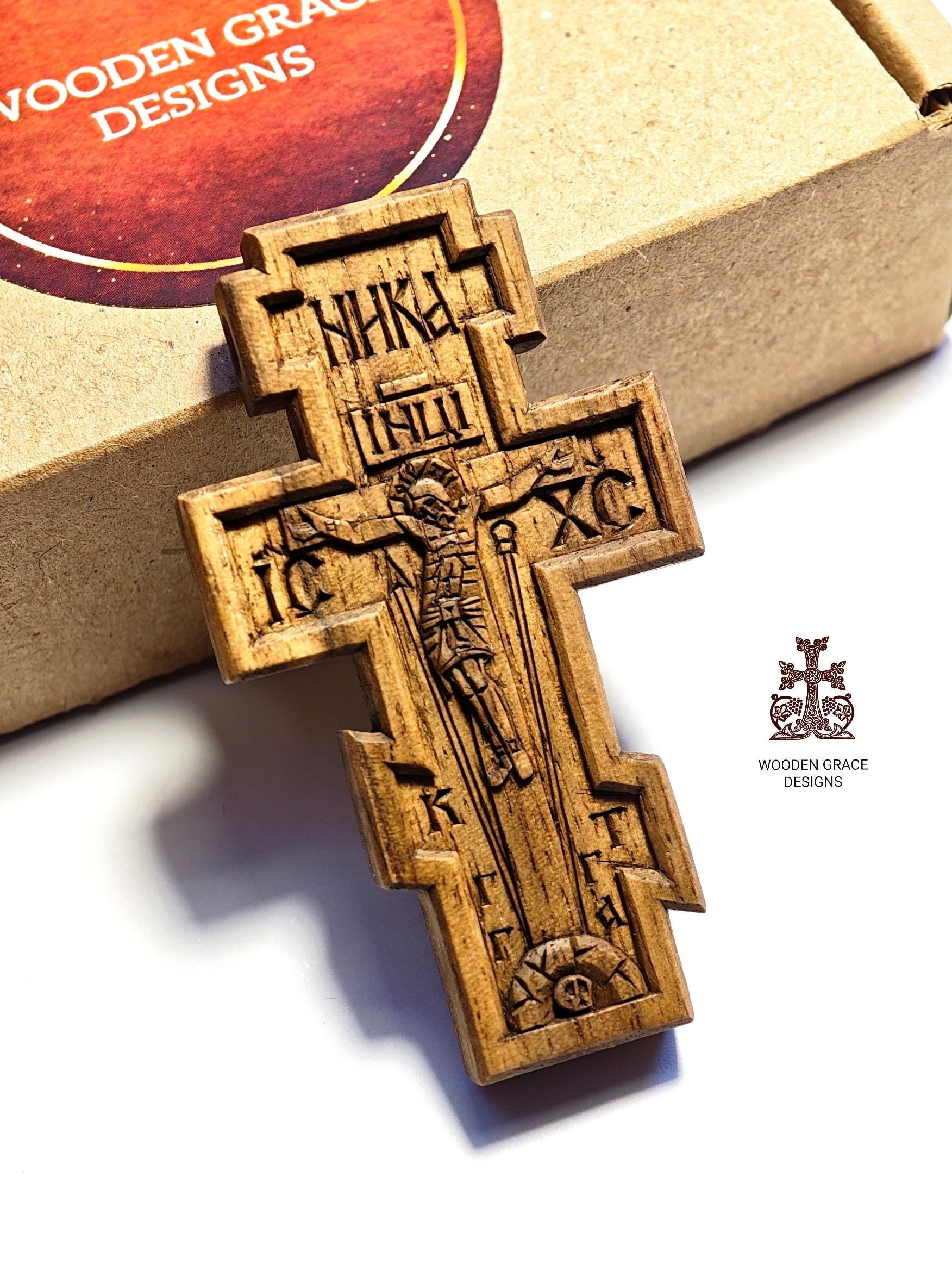 Walnut Orthodox Cross – Wooden Christian Jewelry