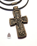 Traditional Orthodox Wooden Cross, Hand Carved Walnut Crucifix Necklace, Eastern Christian Gift