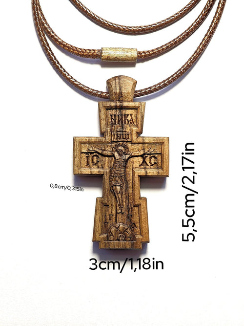 Cross in Byzantine Style – Sacred Wooden Cross, Handmade Christian Shrine