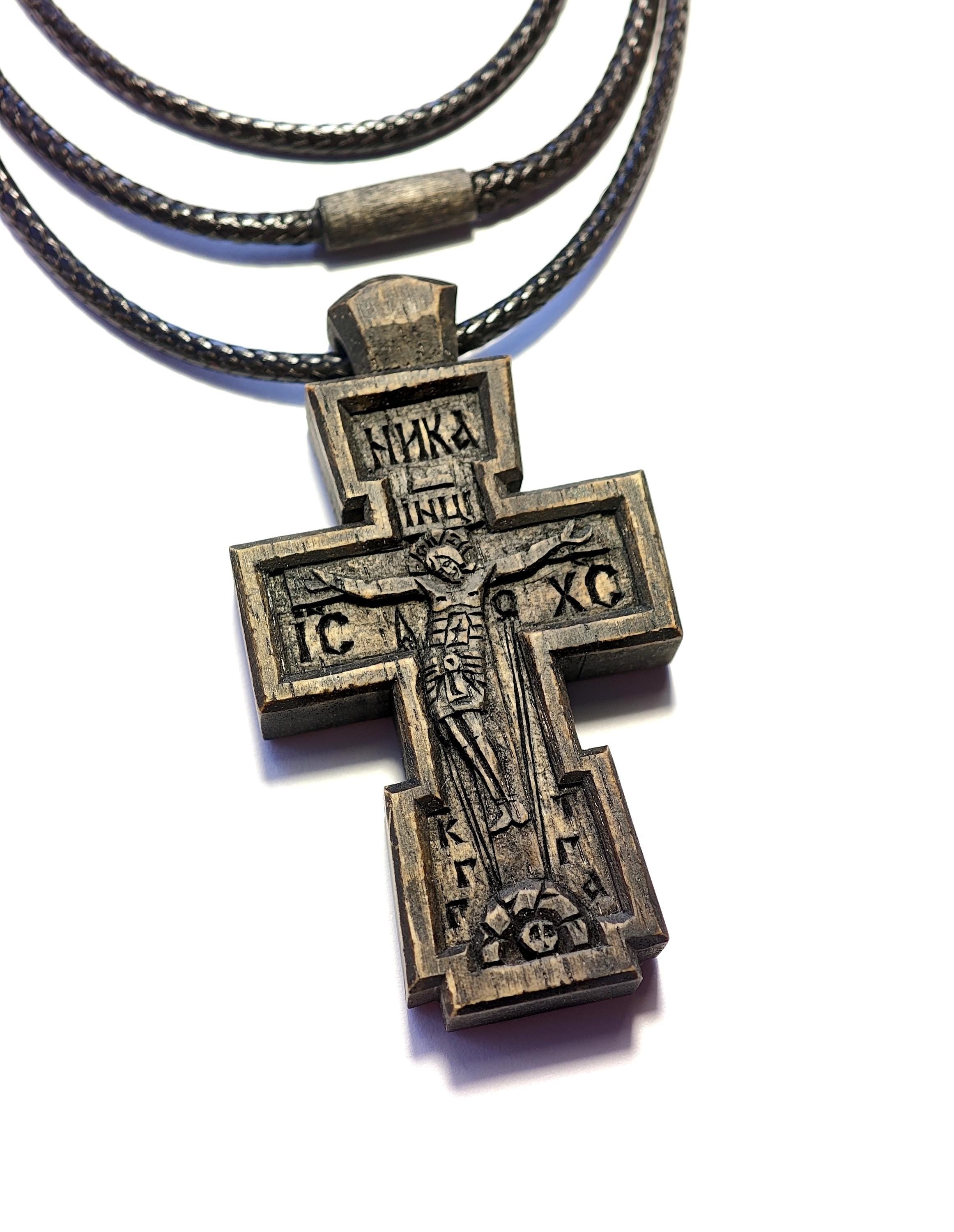 Handmade Walnut Wood Cross, Waxed Pendant, Religious Gift