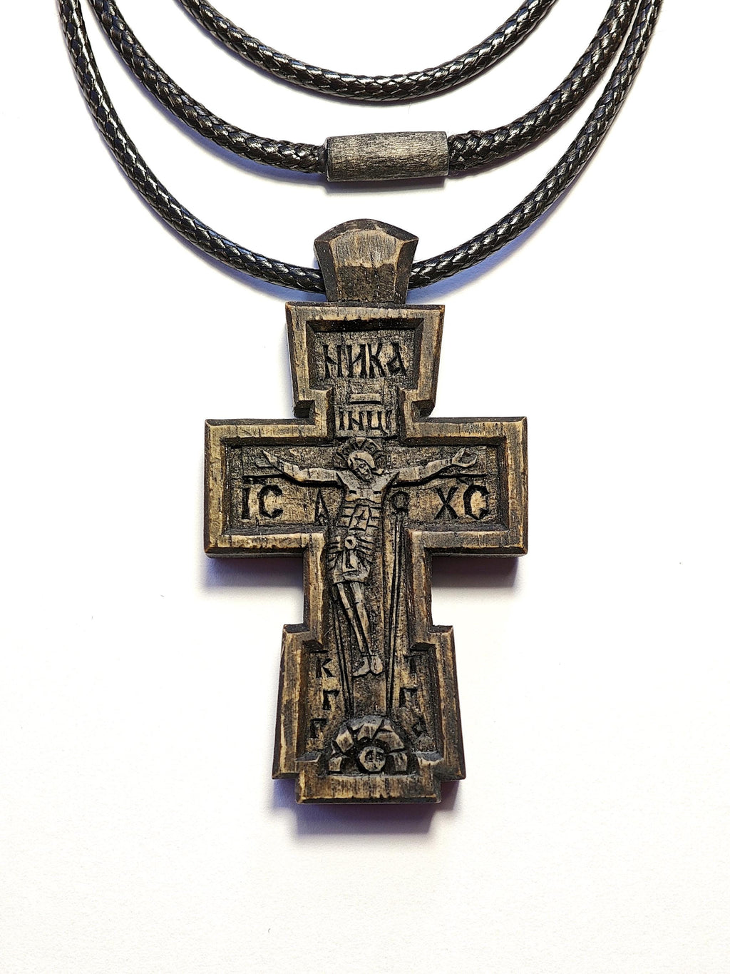 Handmade Walnut Wood Cross, Waxed Pendant, Religious Gift