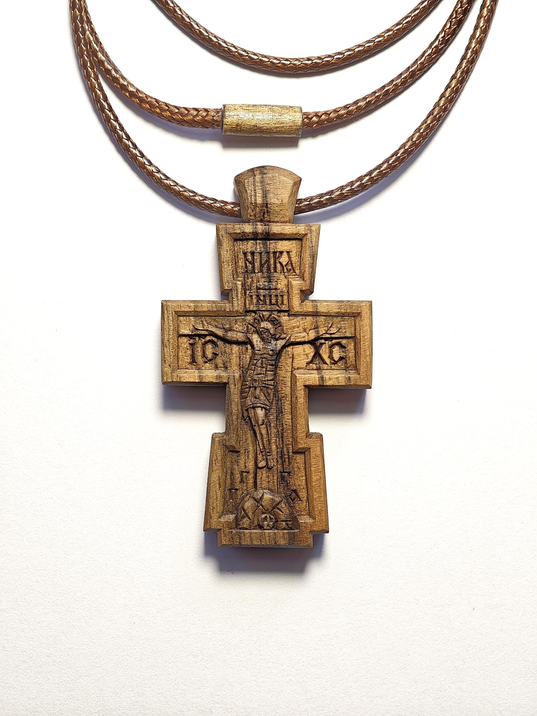 Cross in Byzantine Style – Sacred Wooden Cross, Handmade Christian Shrine
