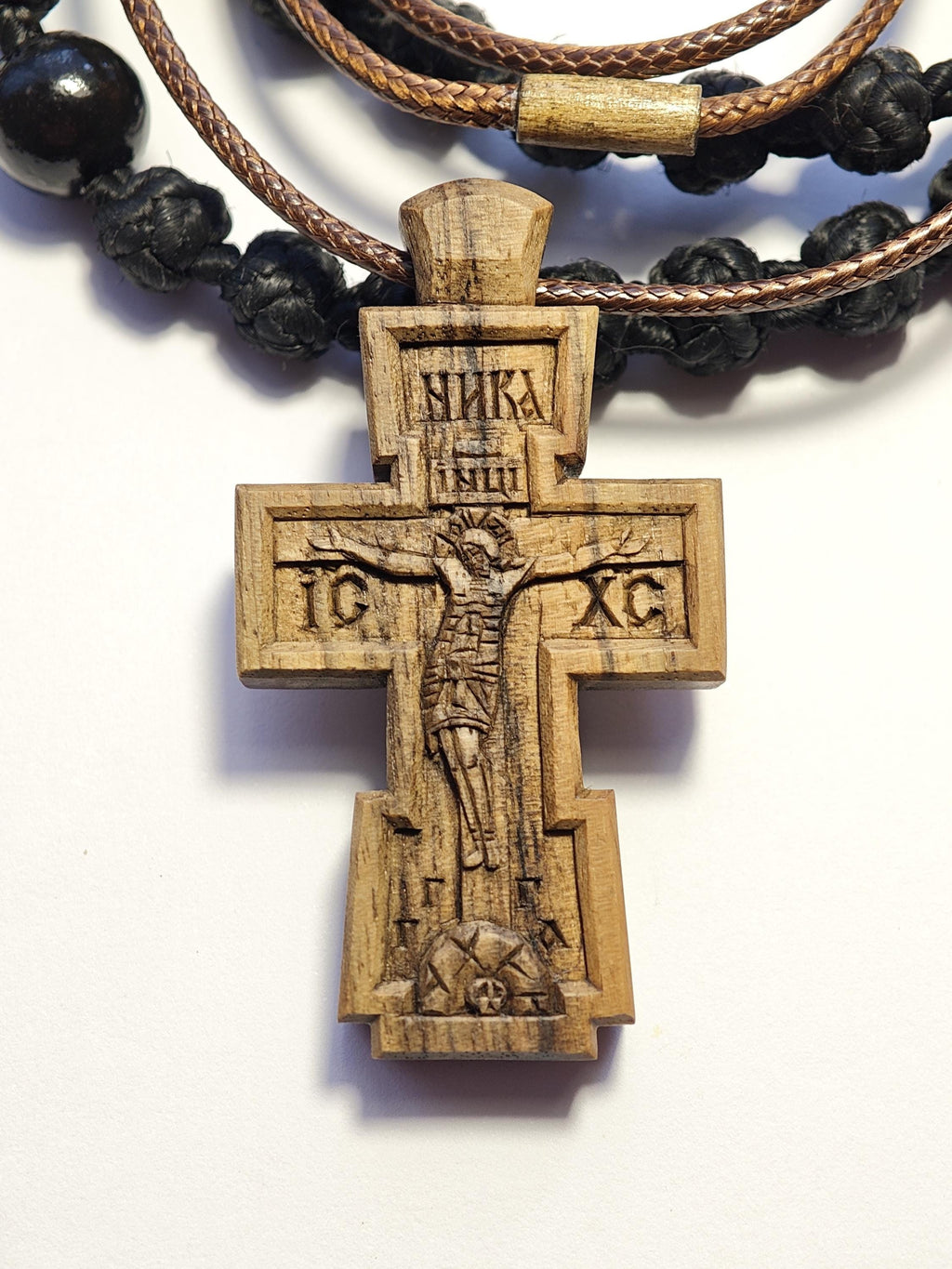 Cross in Byzantine Style – Sacred Wooden Cross, Handmade Christian Shrine