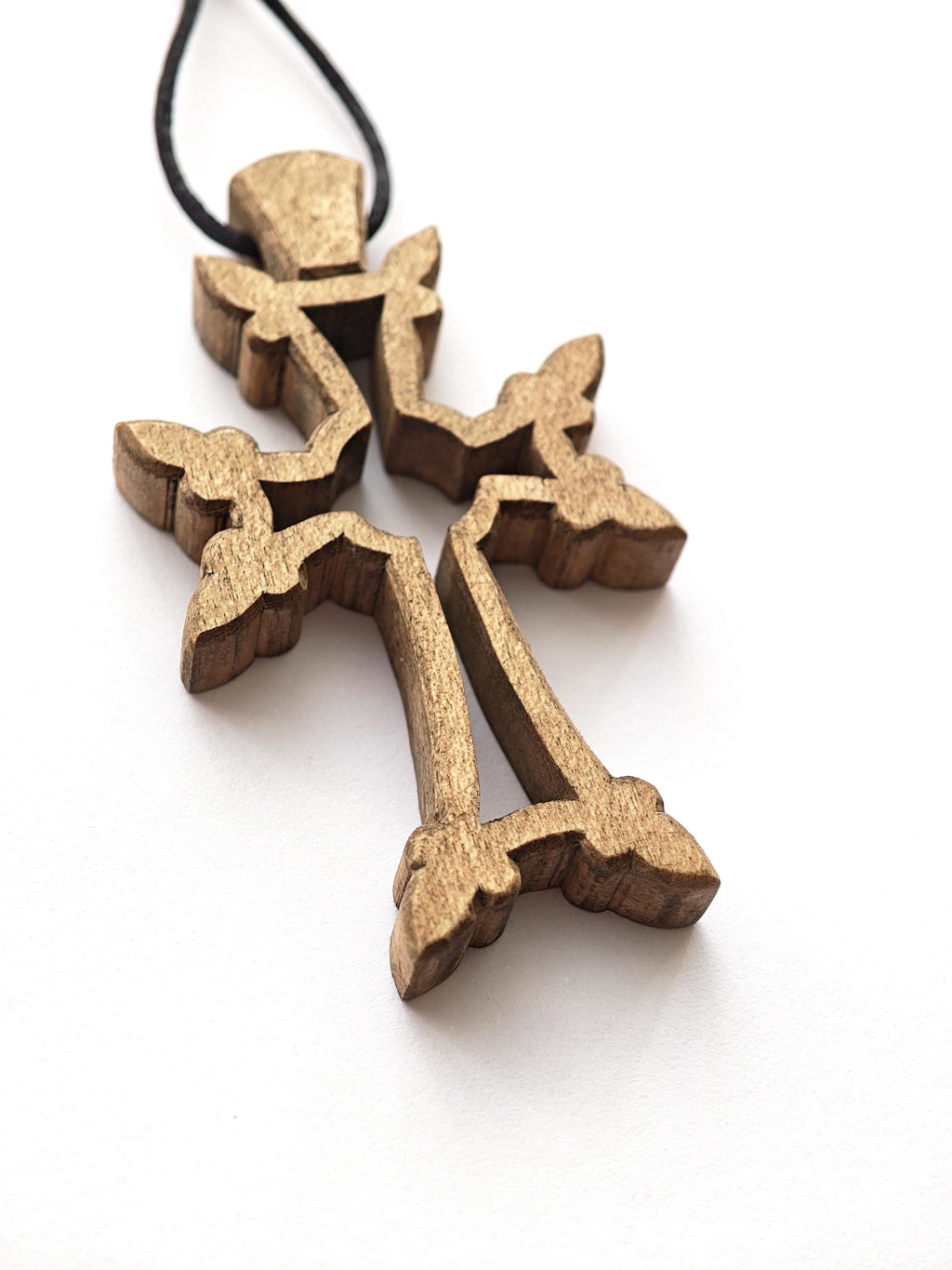 Handmade Walnut Wood Orthodox Car Cross – Armenian Style Christian Travel Charm