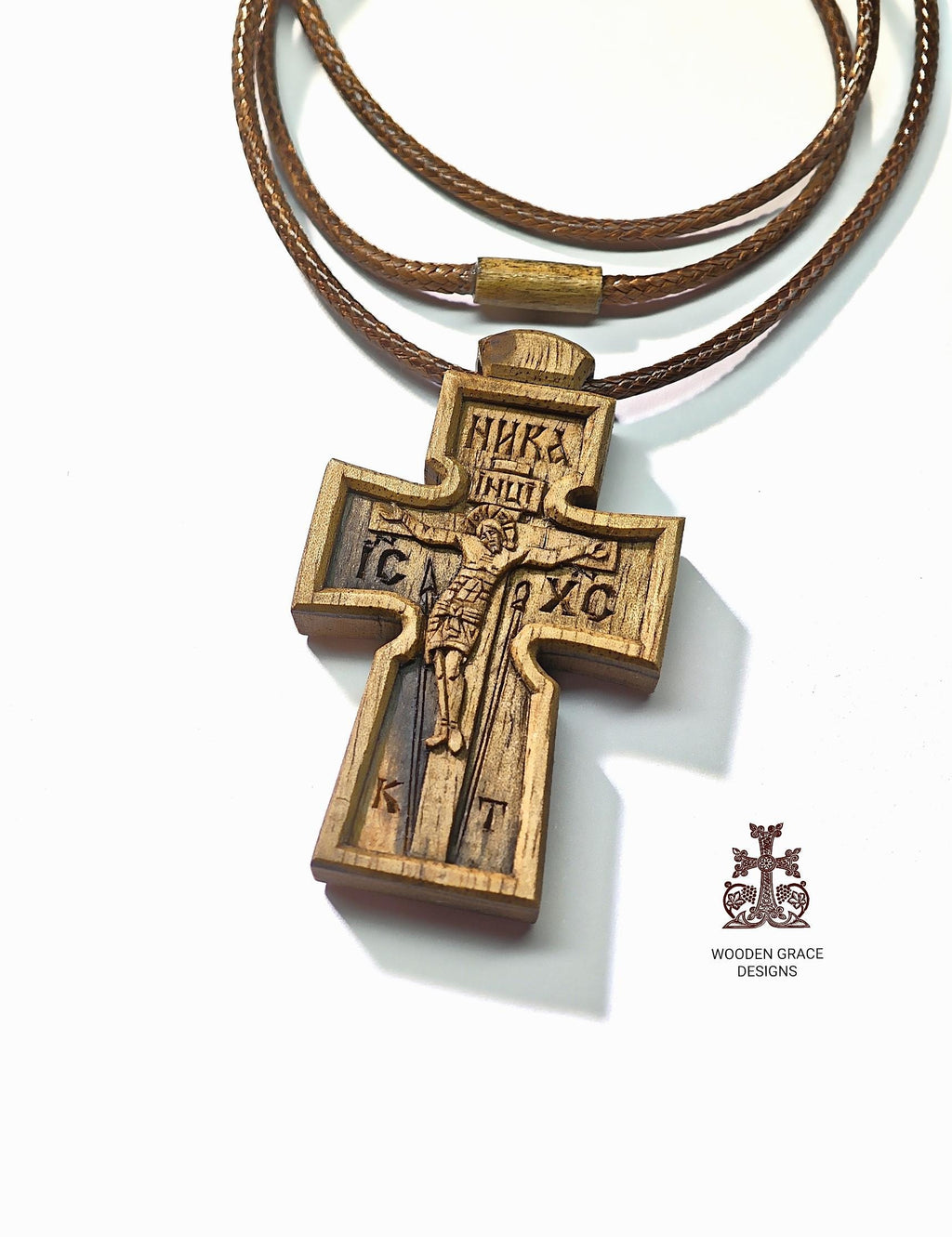 Meaningful Christian Gift, Hand-Carved Walnut Cross with the Crucifixion of Christ