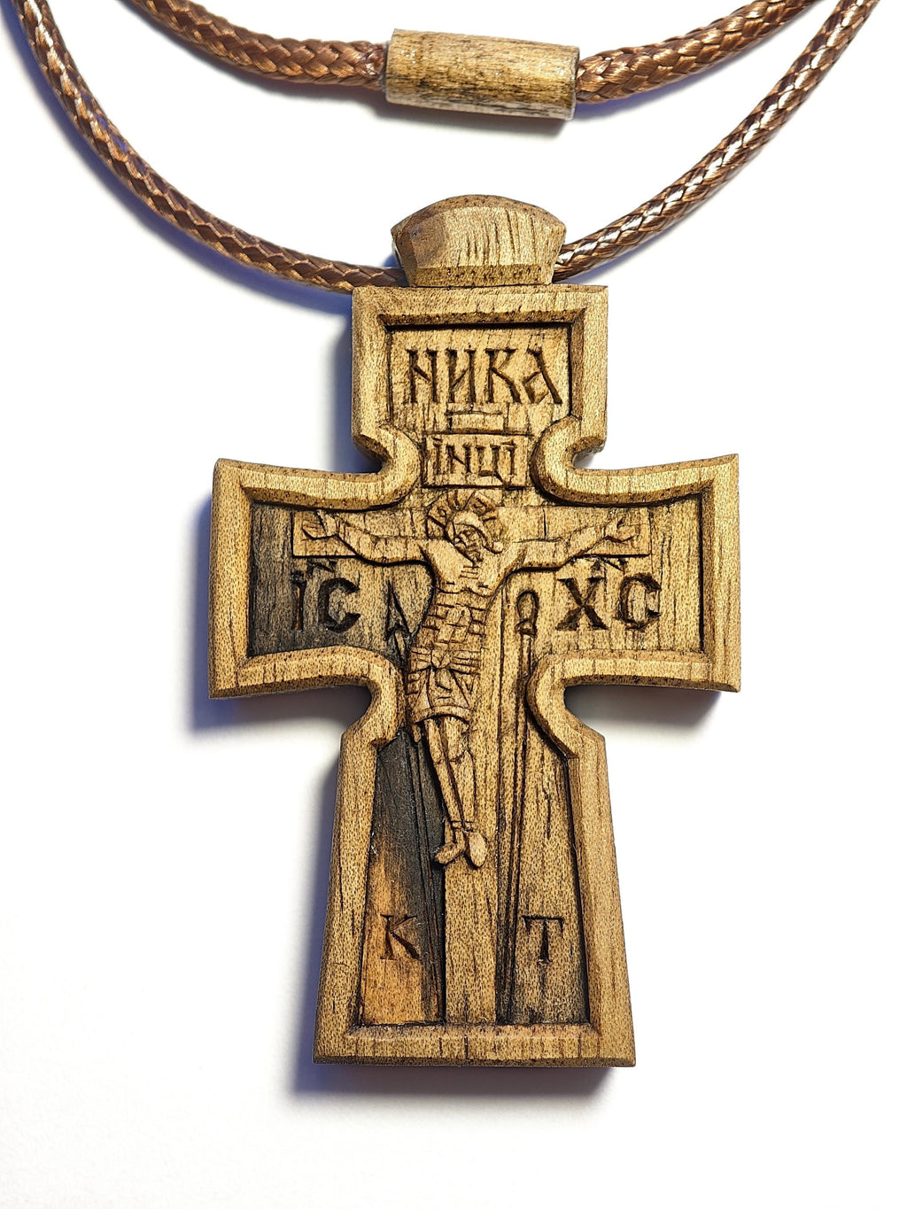 Meaningful Christian Gift, Hand-Carved Walnut Cross with the Crucifixion of Christ