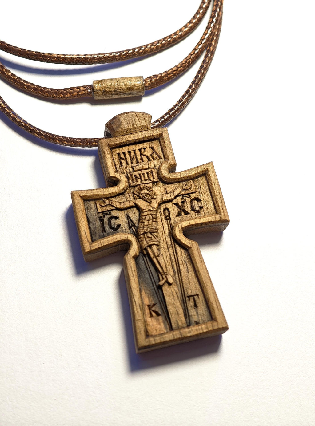 Meaningful Christian Gift, Hand-Carved Walnut Cross with the Crucifixion of Christ