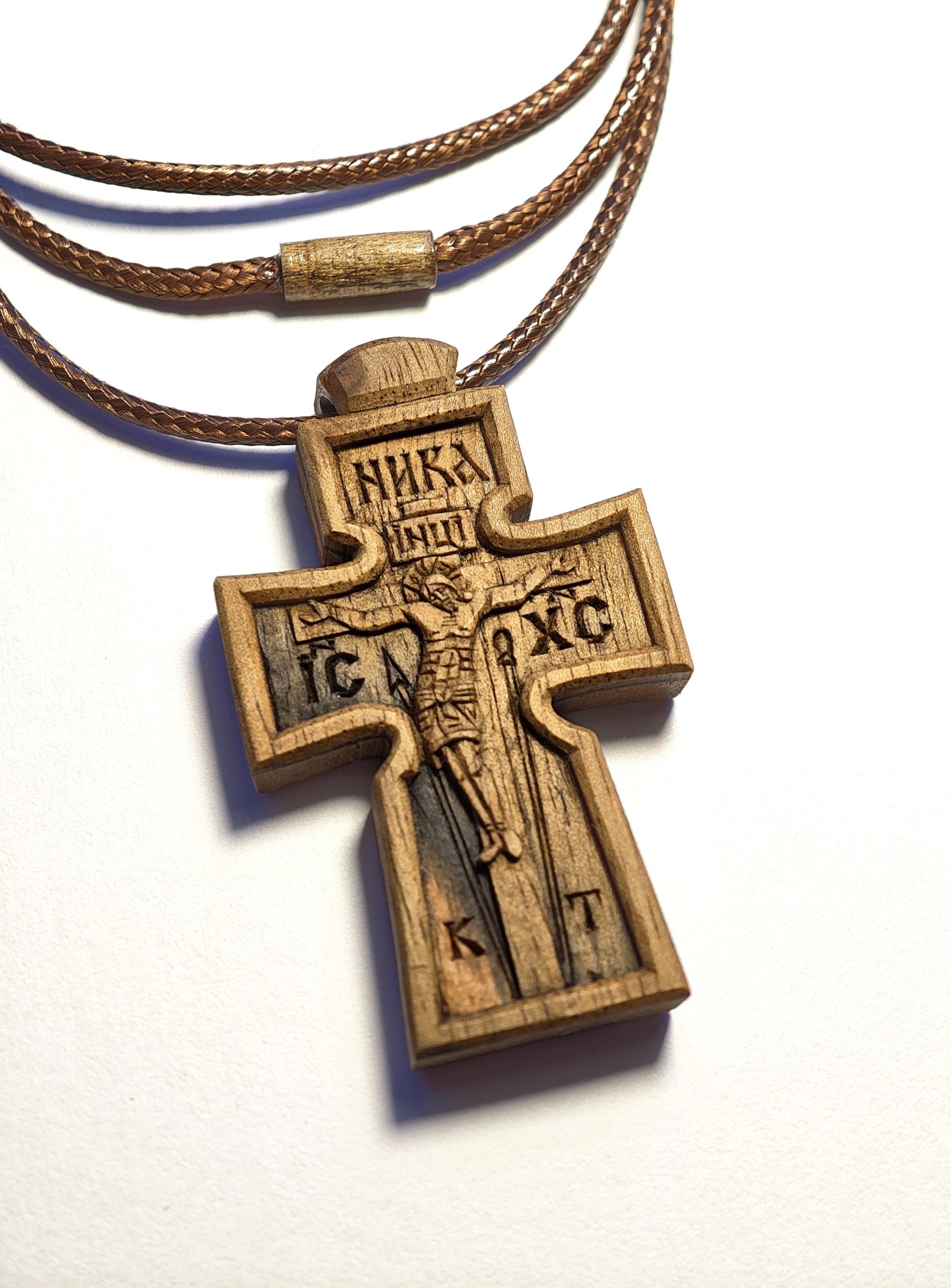 Meaningful Christian Gift, Hand-Carved Walnut Cross with the Crucifixion of Christ