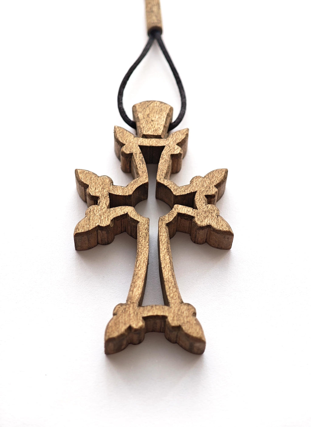 Handmade Walnut Wood Orthodox Car Cross – Armenian Style Christian Travel Charm
