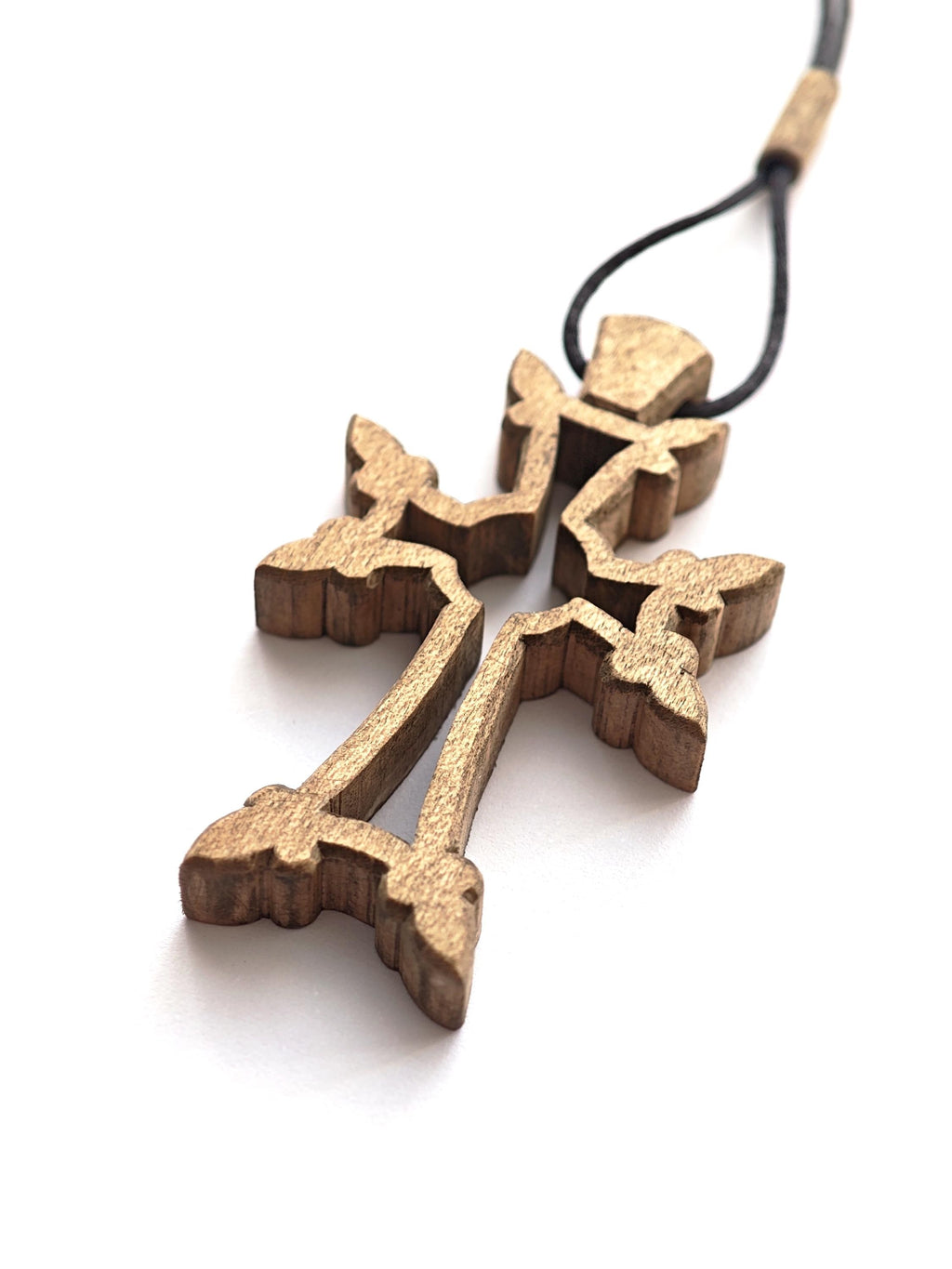 Handmade Walnut Wood Orthodox Car Cross – Armenian Style Christian Travel Charm
