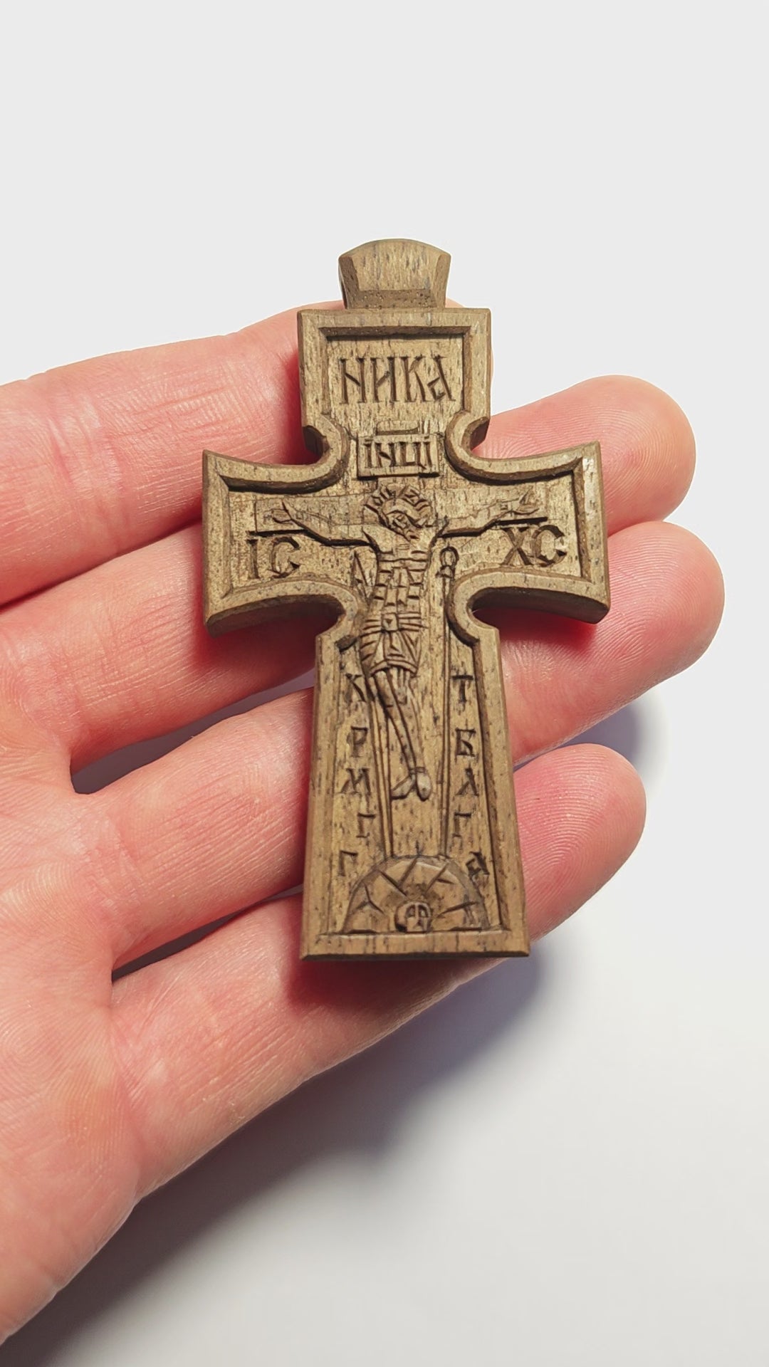 Handmade Walnut Wood Cross Necklace – Waxed Christian Pendant