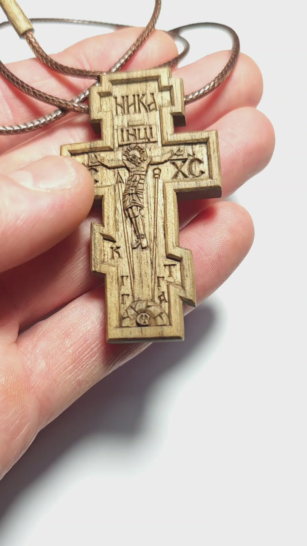 Walnut Orthodox Cross – Wooden Christian Jewelry