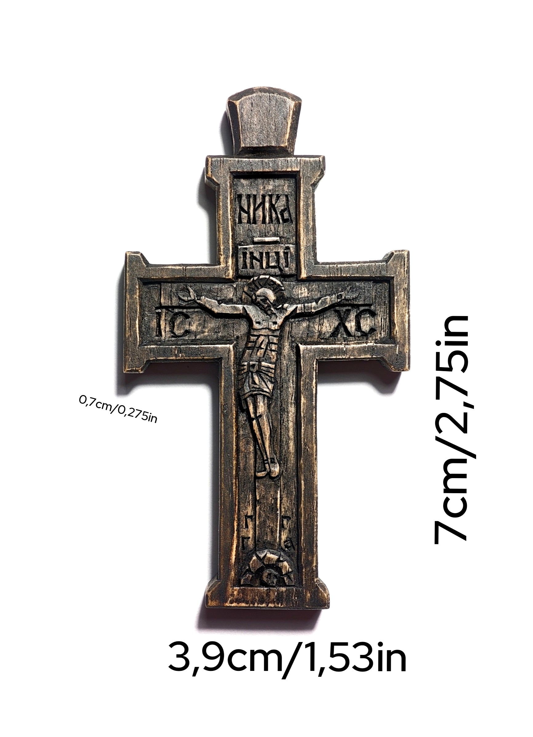 Hand-Carved Walnut Wood Crucifix with Jesus Christ