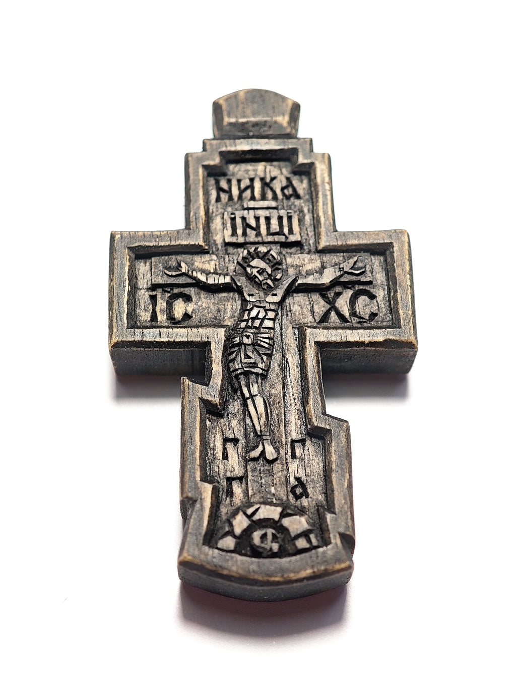 Handmade Waxed Walnut Cross: Wood Carving